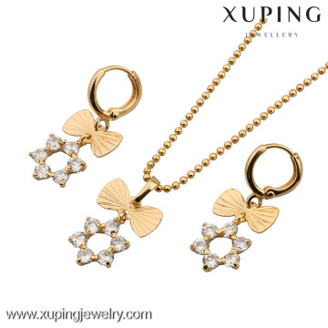 60535-Xuping Fashion Woman Brass Jewelry Set con 18 K chapado en oro
